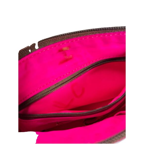 Dooney And Bourke Nylon Crossbody Vintage Shoulder Bag Pink Leather Strap Charm - Picture 6 of 9